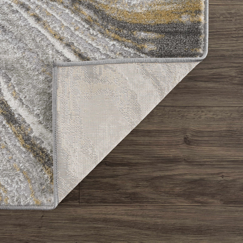 Wrought Studio Cavinder Abstract Design Modern Gray/Beige Area Rug